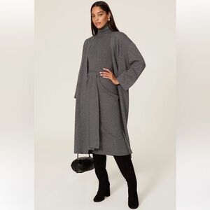 Toccin Charcoal Gray Rib Knit Long Duster Cardigan Sweater Size Medium/Large EUC